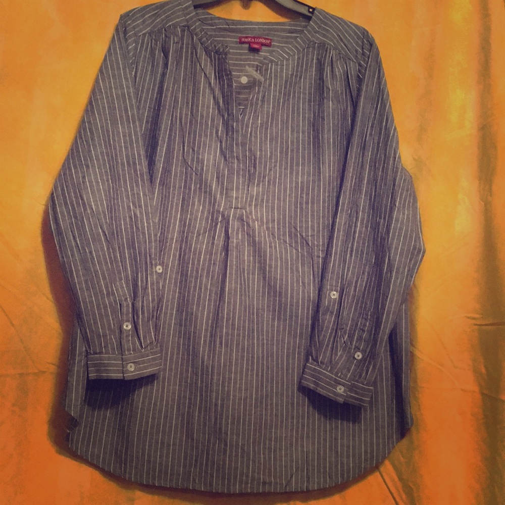 Dark blue jeans peasant top (18). Brand new